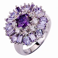 2015 New Fashion Charming Amethyst 925 Silver Ring Round & Emerald Cut Size 7 8 9 10 11 12 Valentine's Gift Free Shipping