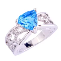2015 Valentine's Chic Blue Topaz 925 Silver Ring Size 6 7 8 9 10 11 12 New Fashion Jewelry For Women Free Shipping Wholesale