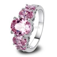 Fashion Jewelry Attractable Graceful Over Cut Pink Sapphire 925 Silver Ring Size 6 7 8 9 10 Women Rings Wholesale Free Shipping