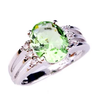 2015 New Fashion Jewelry Green Amethyst 925 Silver Ring  Size 6 7 8 9 Oval Cut  Attractive For Women New Year Gift